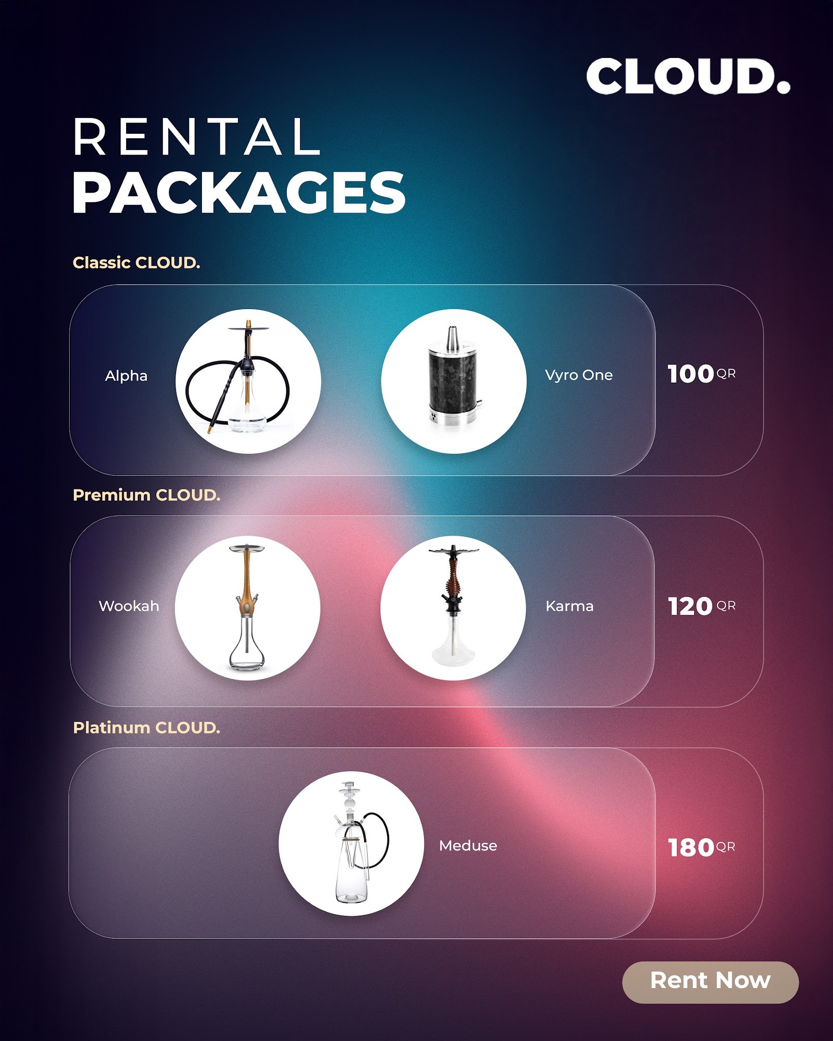 CLOUD. rental packages: Classic, Premium and Platinum